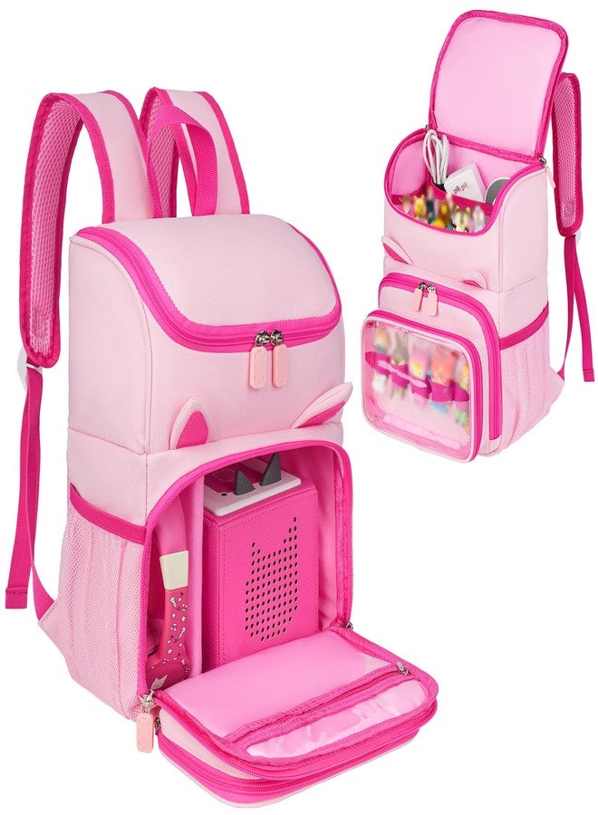 Jaffzora Carrying Backpack Compatible with Toniebox 2 & 1 Starter Set, Travel Storage Bag Fits for Tonies Figures Characters,Tonies Headphones & Accessories, Pink (Bag Only) - Image 1